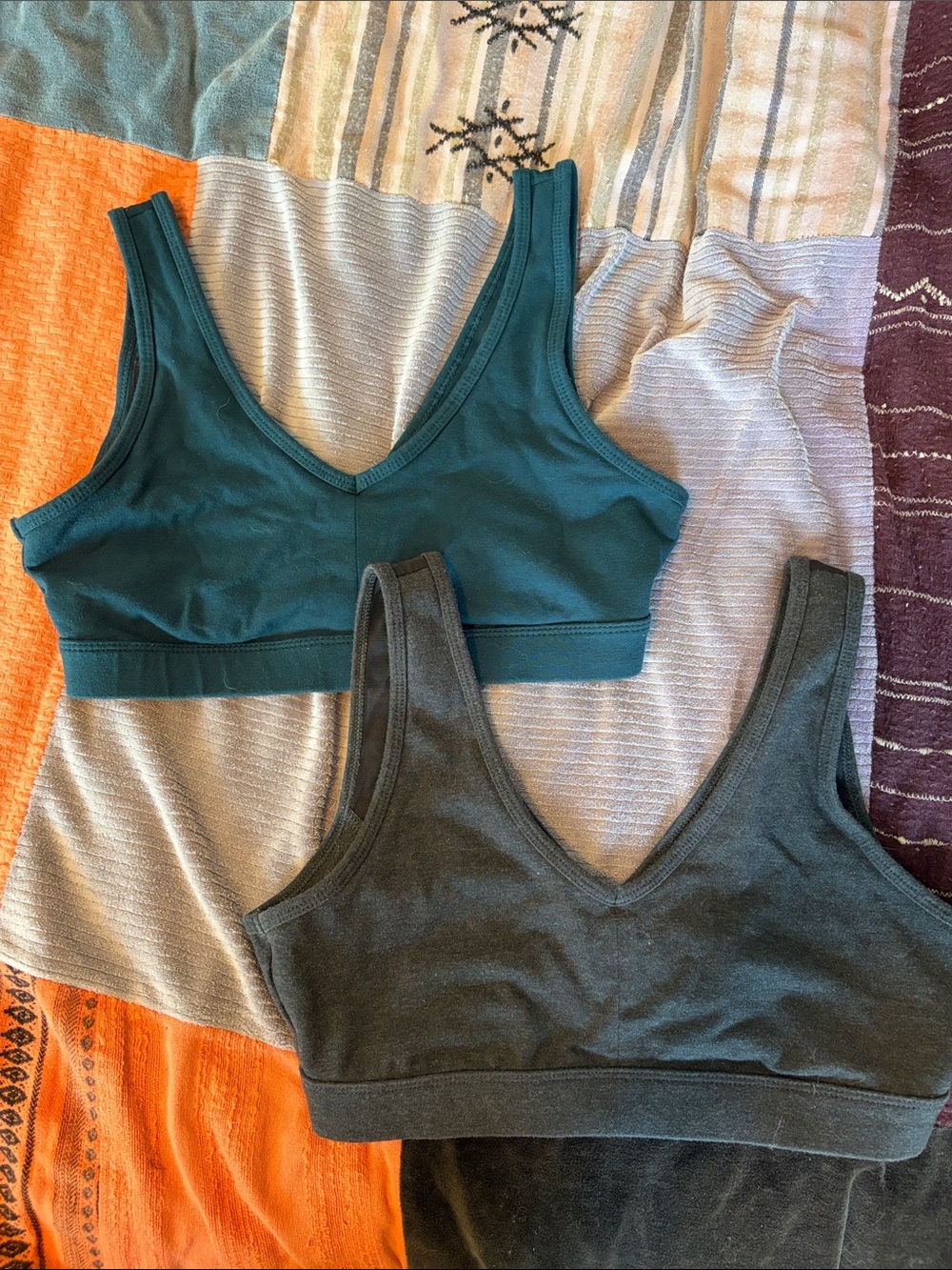 Old Navy V-Neck Bralette Duo - Teal & Charcoal